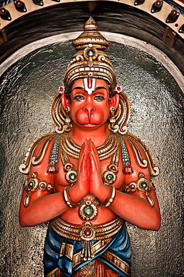 Hanuman statue in Hindu Temple. Sri Ranganathaswamy Temple. Tiruchirappalli