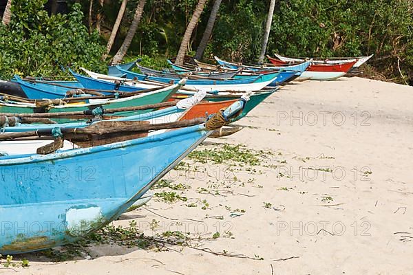 Fishing boats on beach. Mirissa