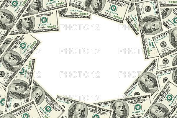 Frame made of hudred dollars banknotes