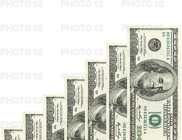 Steps made of dollars on white background