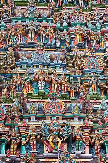 Sculptures on Hindu temple gopura