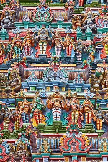 Sculptures on Hindu temple gopura