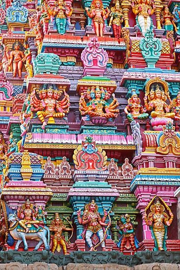 Sculptures on Hindu temple gopura