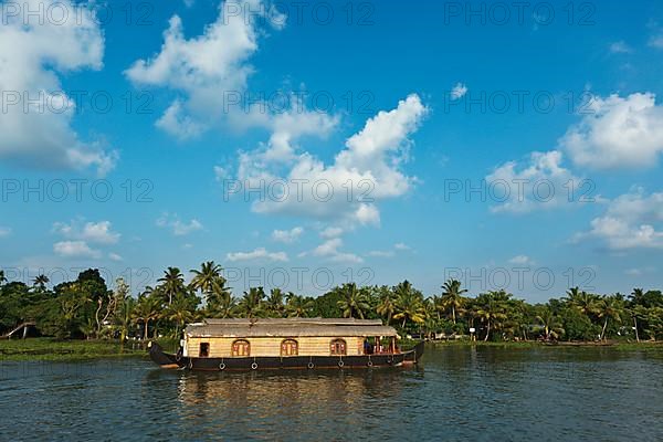 Traditional houseboat on Kerala backwaters. Kerala