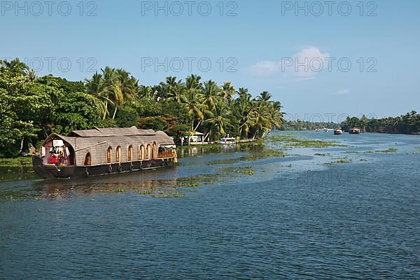Traditional houseboat on Kerala backwaters. Kerala