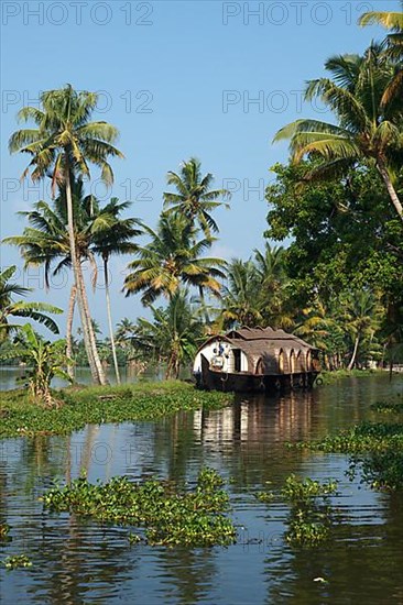 Traditional houseboat on Kerala backwaters. Kerala