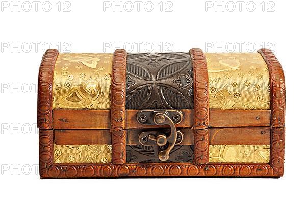 Indian style wooden jewellery box isolated on white