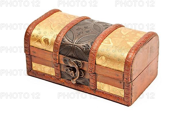 Indian style wooden jewellery box isolated on white