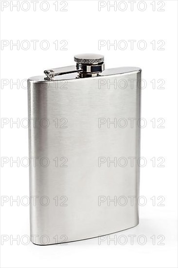 Stainless hip flask isolated on white background