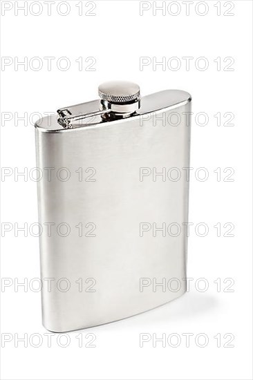 Stainless hip flask isolated on white background