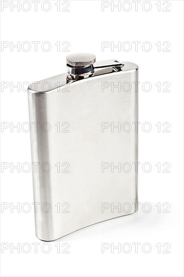 Stainless hip flask isolated on white background