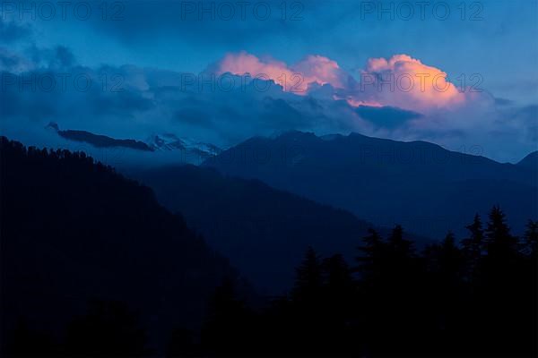 Sunset in Himalayas. Manali