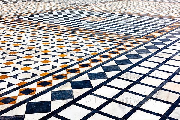 Marble ornamented pavement in gurdwara. Gwalior fort