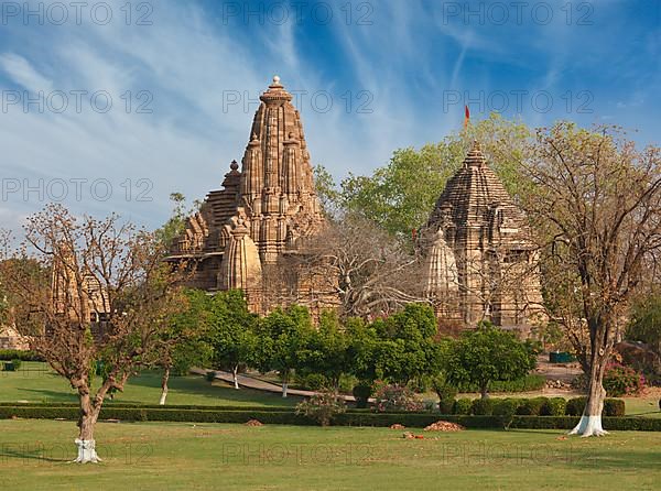 Lakshmana and Matangeshwar temples on sunset. Khajuraho