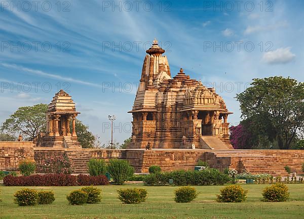 Devi Jagdamba temple and mahadev mandapa on sunrise. Khajuraho