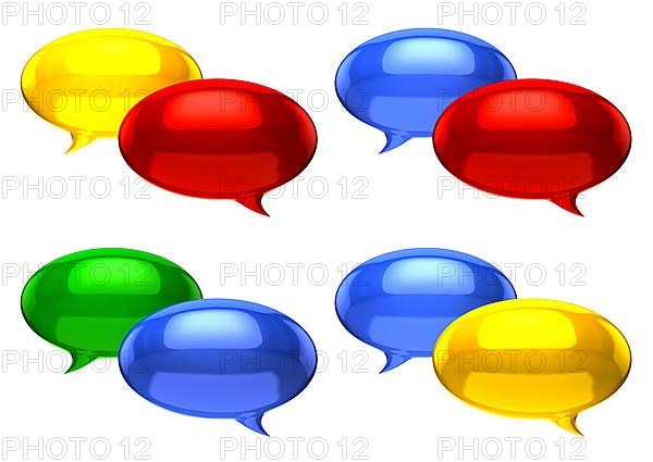 Colorful chat ballons on white background