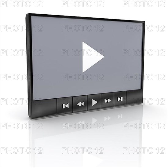 Media video player with reflection on white