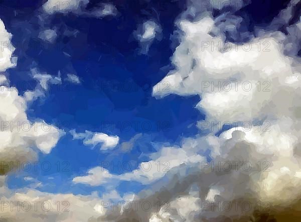 Clouds over a blue sky painted background. Vector Illustration
