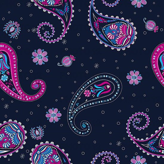 Small floral paisley vector pattern