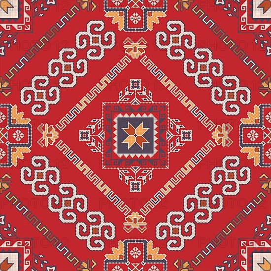 Traditional Georgian folk art embroidery vector pattern