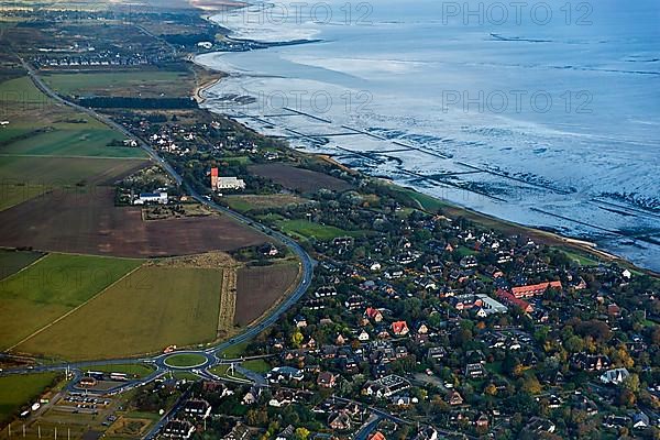 View of the village of Keitum and the Wadden Sea