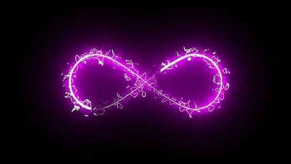 Burning infinity sign in space