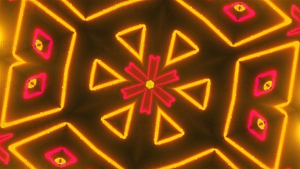 Beautiful abstract symmetry kaleidoscope with shiny neon lines