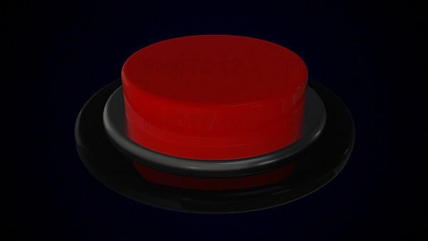Red round push button bordered by a metallic ring