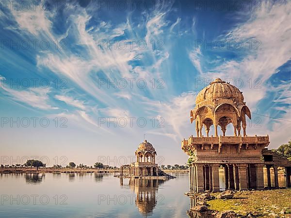 Vintage retro effect filtered hipster style image of Indian landmark Gadi Sagar