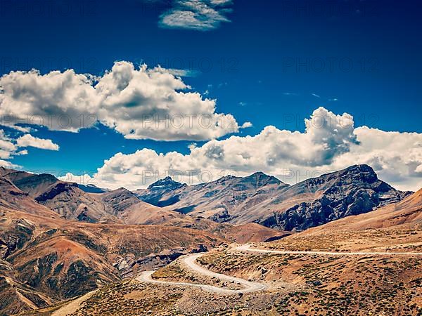 Vintage retro effect filtered hipster style image of Manali-Leh road to Ladakh in Indian Himalayas. Ladakh