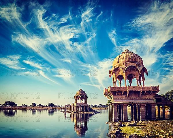 Vintage retro effect filtered hipster style image of Indian landmark Gadi Sagar