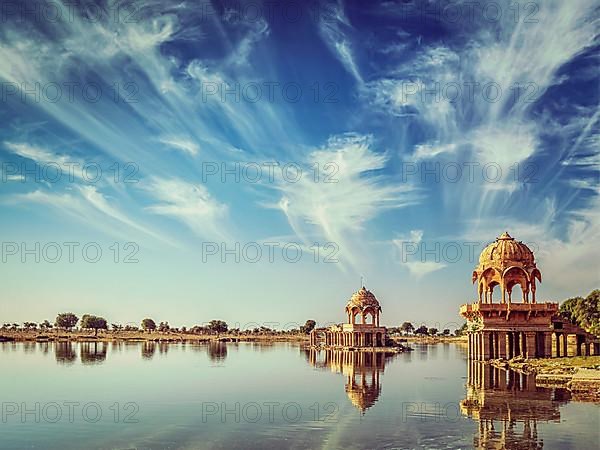 Vintage retro effect filtered hipster style image of Indian landmark Gadi Sagar