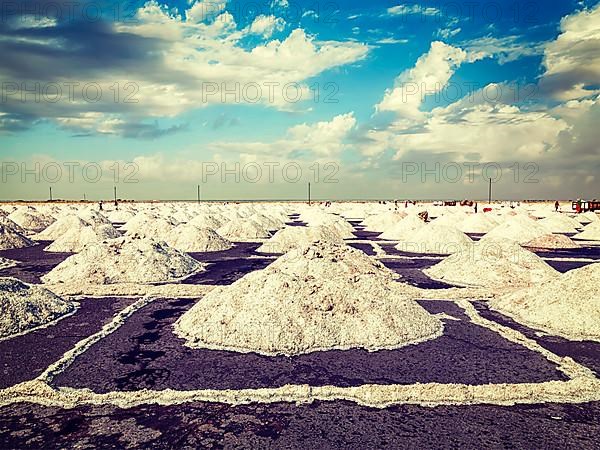 Vintage retro effect filtered hipster style image of salt mine at Sambhar Lake