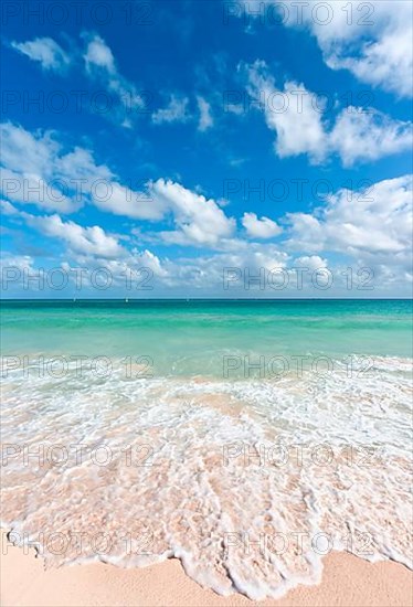 Beautiful beach and waves of Caribean Sea. Riviera Maya