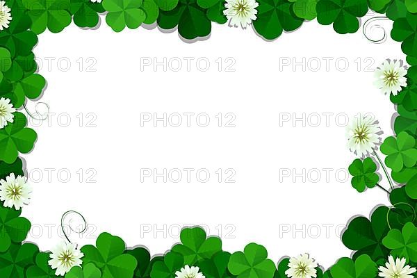 Four leaf clover frame vector over white background