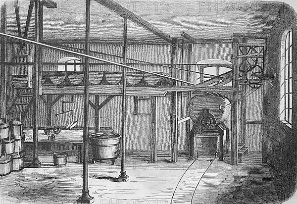 The room for preparing dough in a bakery