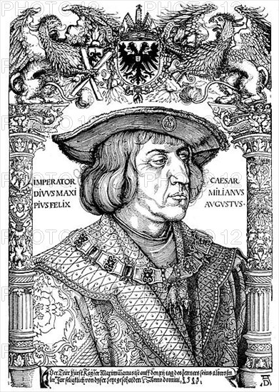 Emperor Maximilian I. Facsimile after a woodcut by Albrecht Duerer