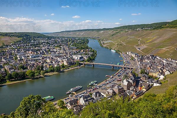 View of the Moselle valley and the village of Bernkastel-Kues