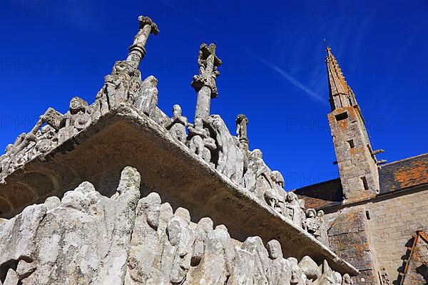 Notre Dame de Tronoen is a small Gothic chapel with the oldest Calvary in Brittany