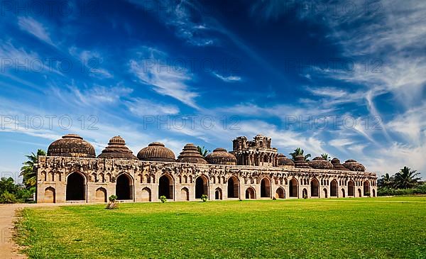 Ancient ruins of Elephant Stables in Royal Centre. Hampi