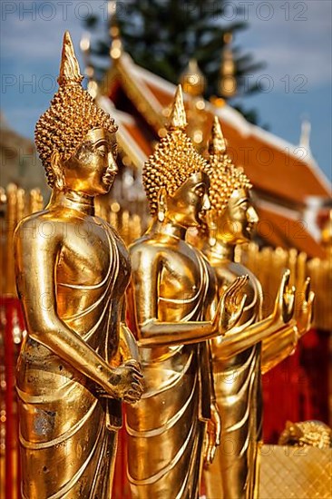 Gold Buddha statues in Wat Phra That Doi Suthep