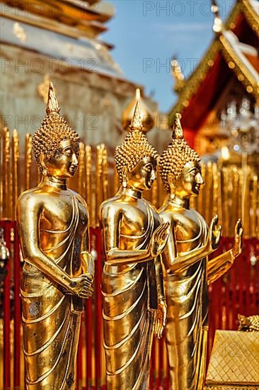 Gold Buddha statues in Wat Phra That Doi Suthep