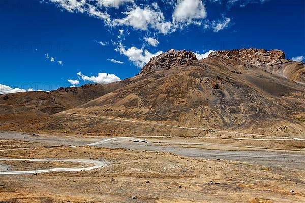 Manali-Leh trans Himalayan road to Ladakh in Indian Himalayas. Ladakh