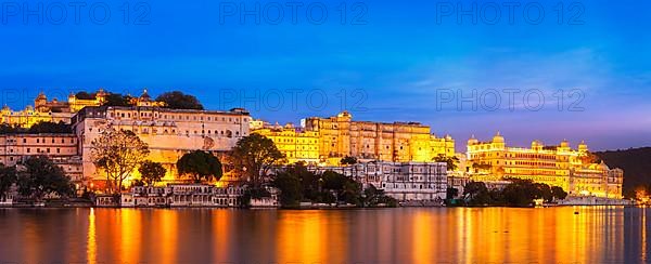 Panorama of famous romantic luxury Rajasthan indian tourist landmark