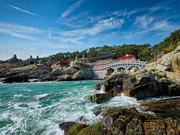 Haedong Yonggungsa Temple on sea shore. Busan