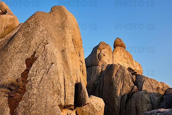 View of stones and rock formations from Ulsanbawi rock peak on sunset. Seoraksan National Park