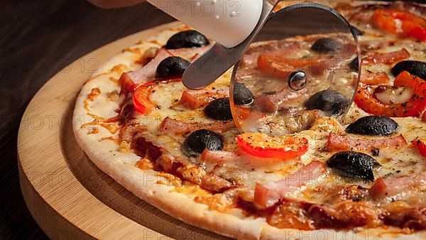 Letterbox panorama of pizza cutter