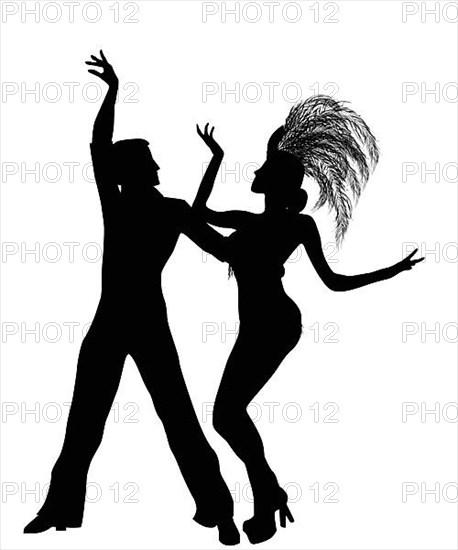 Mambo dancers silhouettes