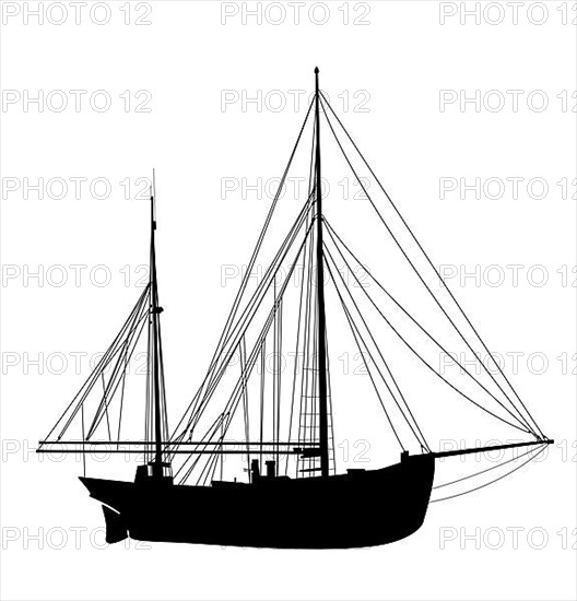 Sailing yacht vector silhouette