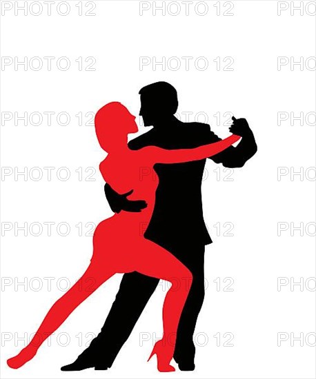 Tango dancers silhouettes